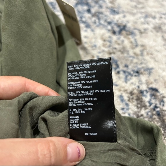 Anthropologie Moss Sage Green Roxanna Faux Suede Front Slit Seamed Mini Skirt - Picture 6 of 9